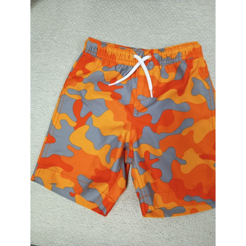 Lands End Swimsuit Boys Orange Camo Sz 2T - 3T 0306